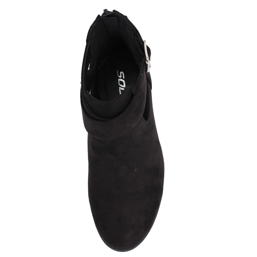 Black criss cross buckle cutout low heel ankle - Picture 4 of 4
